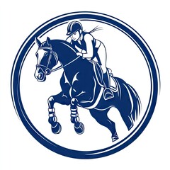 Fototapeta premium Equestrian logo, female rider, horse jumping