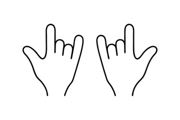 Two hands forming a rock and roll hand gesture line drawing