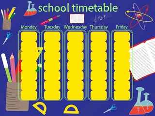 school timetable with school related icons