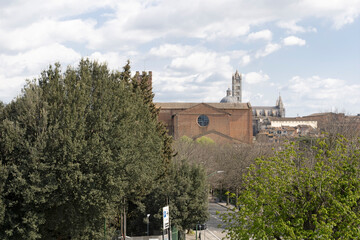 Panoramic view of Siena from Fortezza Medicea, Italy.