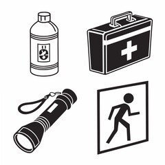 Professional safety icons set isolated on white background