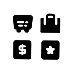 Ecommerce platform icon bundle pack black silhouette design 6