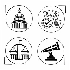 Professional government icons set isolated on white background