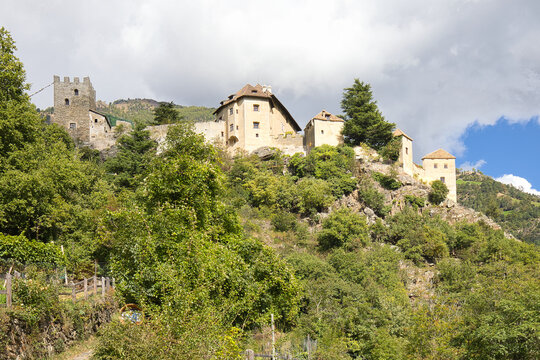 Italy, South Tyrol, Kastelbell - September 28, 2024: Juval Castle in Vinschgau is home and museum of the famous climber, explorer, and author Reinhold Messner.