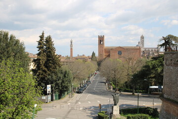 Panoramic view of Siena from Fortezza Medicea, Italy.