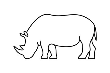 Simple line drawing of a rhino, african wildlife illustration