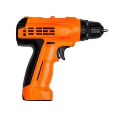 Bright Orange Cordless Drill on White Background