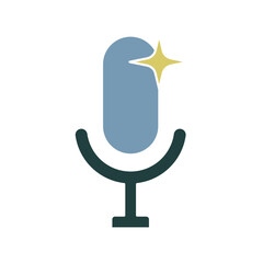 microphone icon with star, ai sound icon, simple flat style, illustration, logo sign symbol pictogram template, for ui or ux isolated on white for mobile app, editable