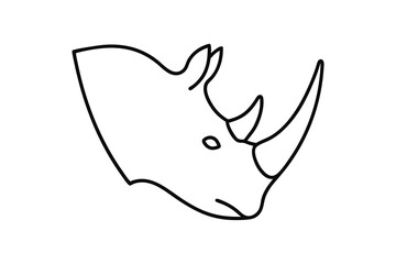 Simple line drawing of a rhino head profile