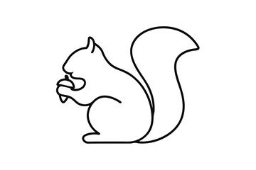 Cute line drawing of a squirrel eating an acorn