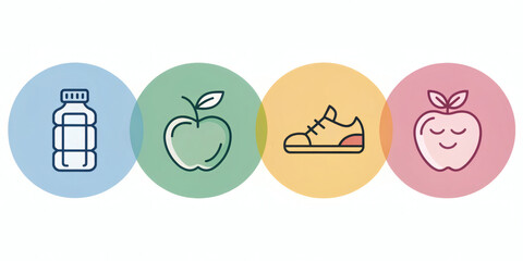 Fototapeta premium Simple Health Infographic – 5 Healthy Habits Icons