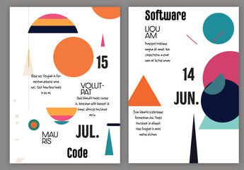 Flyer A4 Abstract Futuristic Simple Geometric Shape Flat Colors