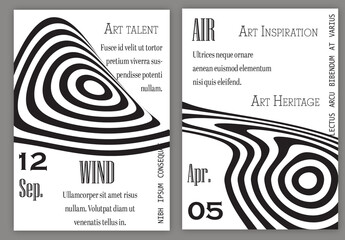 Flyer Template Black White Striped Abstract Round Shape