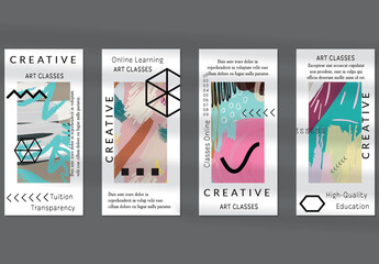 Flyer Layout with Black Shapes and Bright Abstract Rectangle on White