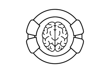 Brainpower icon line drawing creative design concept