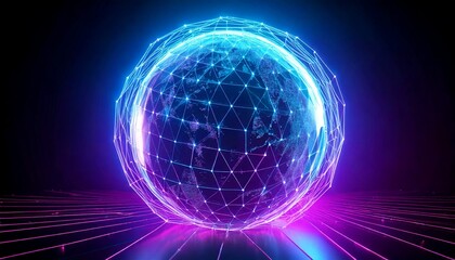 Holographic globe neon lights