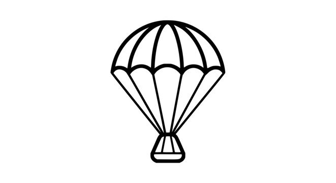 A black and white drawing of a parachute