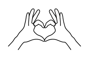 Obraz premium Two hands forming a heart shape line drawing simple illustration
