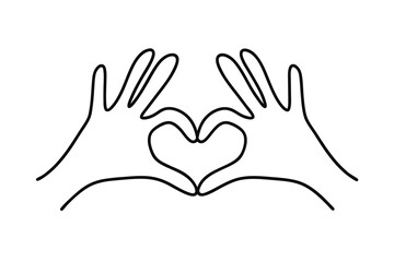 Obraz premium Two hands forming a heart shape line drawing illustration