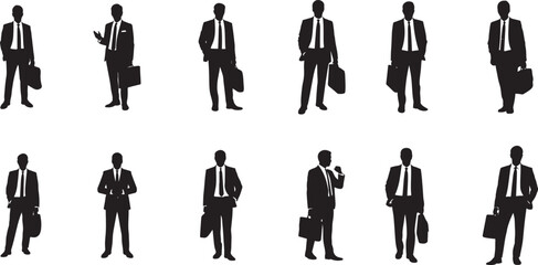 businessman icon set vector silhouette on white background.