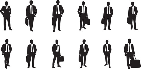 businessman icon set vector silhouette on white background.