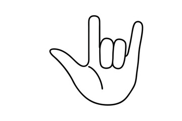 Hand gesture line drawing i love you sign language