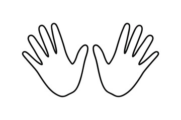 Simple line drawing of two open hands reaching up