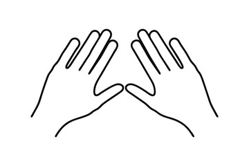 Two hands reaching upward simple line drawing