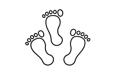 Three simple line drawings of bare feet