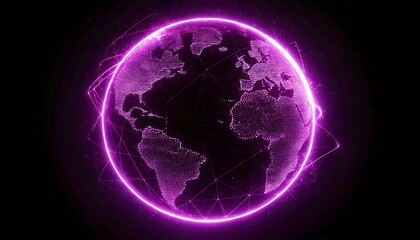 Holographic globe world map neon lights