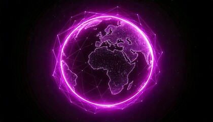 Holographic globe world map neon lights