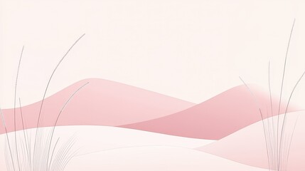 Fototapeta premium Pastel pink landscape with subtle grass.