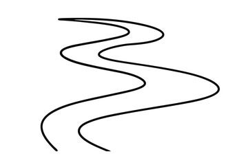 Abstract line drawing of a winding river path