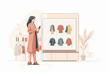 Stylish woman shopping for clothes in a modern boutique