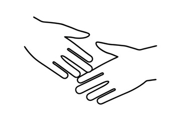 Two hands reaching out line drawing simple minimalist design
