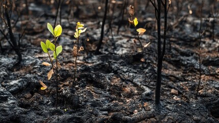 New growth on charred forest floor: resilience and renewal in aftermath of wildfire