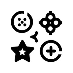 Obraz premium Stylized monochrome icon collection part four: high-resolution silhouette design