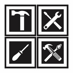 Tools icons hammer screwdriver wrench saw diy repair maintenance