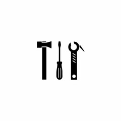 Simple tools icon hammer screwdriver wrench repair maintenance diy