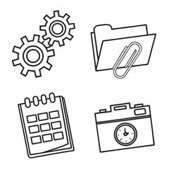 Fototapeta premium Business icons gears folder calendar camera clock teamwork management planning time