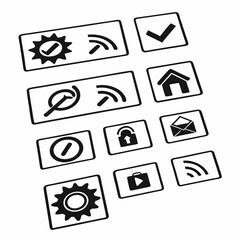 Collection of simple black and white icons for website or app