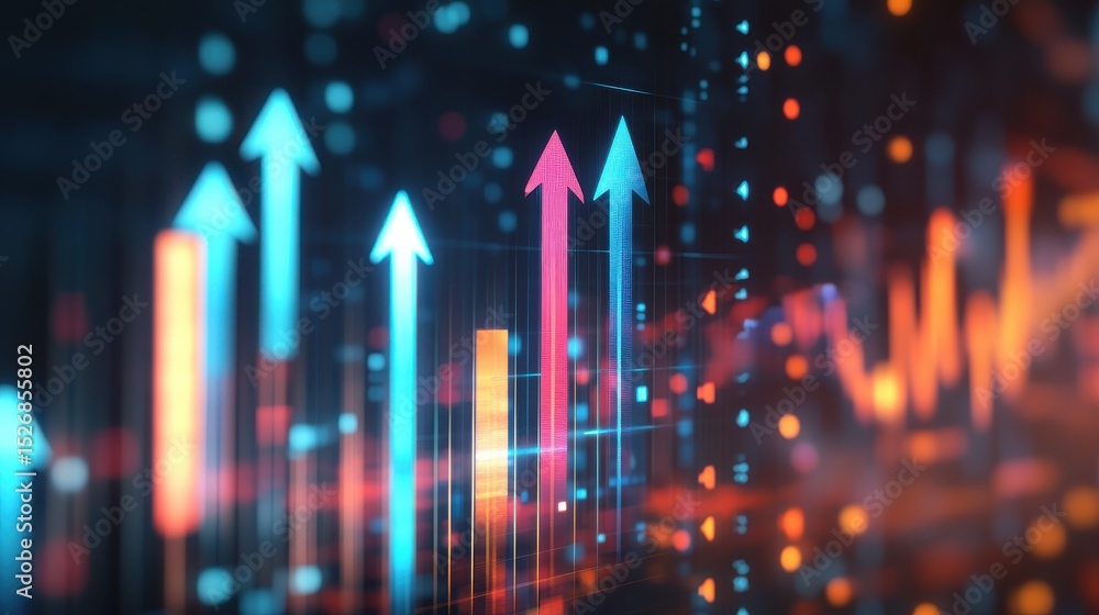 Poster an upward trending graph with arrows forming each arrow getting longer and longer