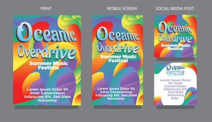 Colorful Fluid Design  Modern Abstract Background for Music and Summer Themes. fluid design template multiple platform for print, mobile screen and social media post vector illustration