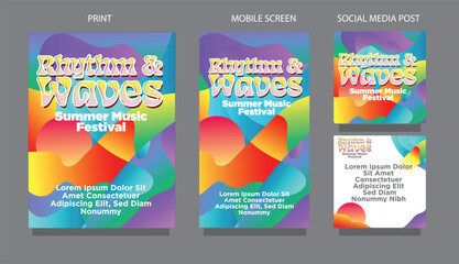 Modern Fluid Waves  Summer Vibes Background for Mobile and Social Media. fluid design template multiple platform for print, mobile screen and social media post vector illustration