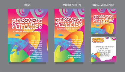 pulsewave paradise. Vibrant Fluid Wave Abstract  Summer Music Template for Social Media and Mobile. fluid design template for print, mobile screen and social media post vector illustration