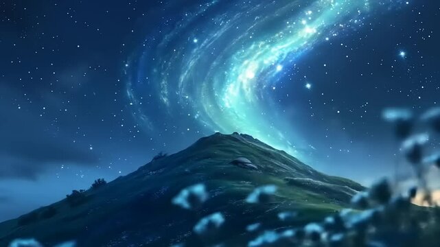 Starry Night with Mountaintop Galaxy.