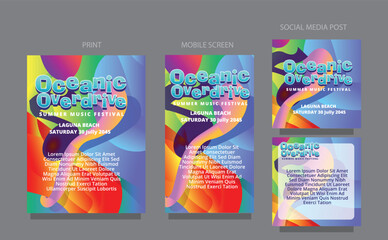 Summer Flow. Vibrant Abstract Wave Background for Media Templates. fluid design template multiple platform for print, mobile screen and social media post vector illustration