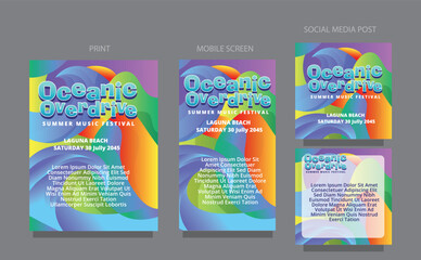 Vibrant Summer Abstract. Fluid Wave Design for Posters and Mobile. fluid design template multiple platform for print, mobile screen and social media post vector illustration