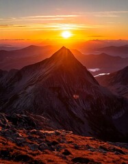 Majestic mountain sunrise