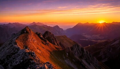 Majestic mountain sunrise
